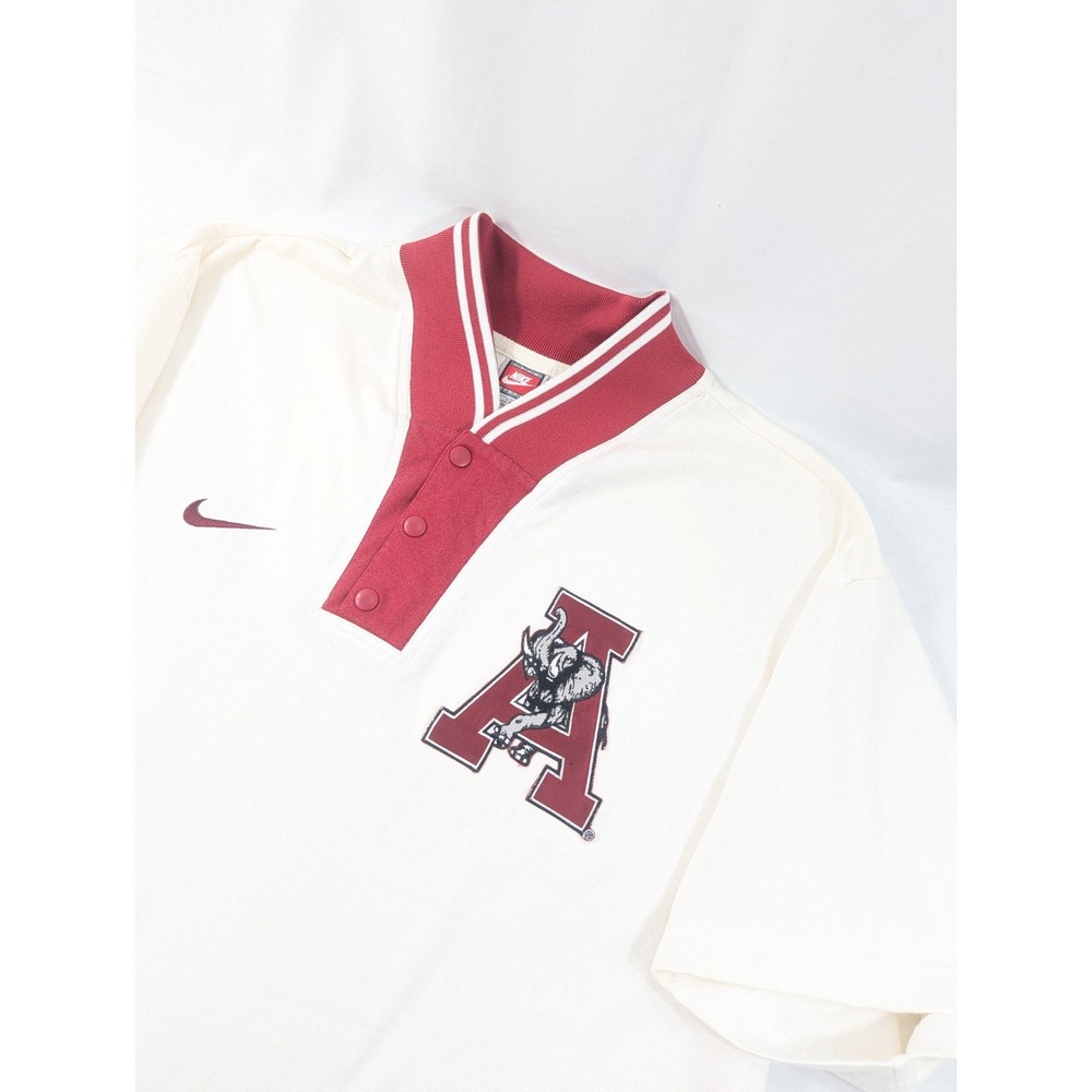 Alabama Crimson Tide Nike Team XL Ivory Heavyweight Short Sleeve Letterman Polo